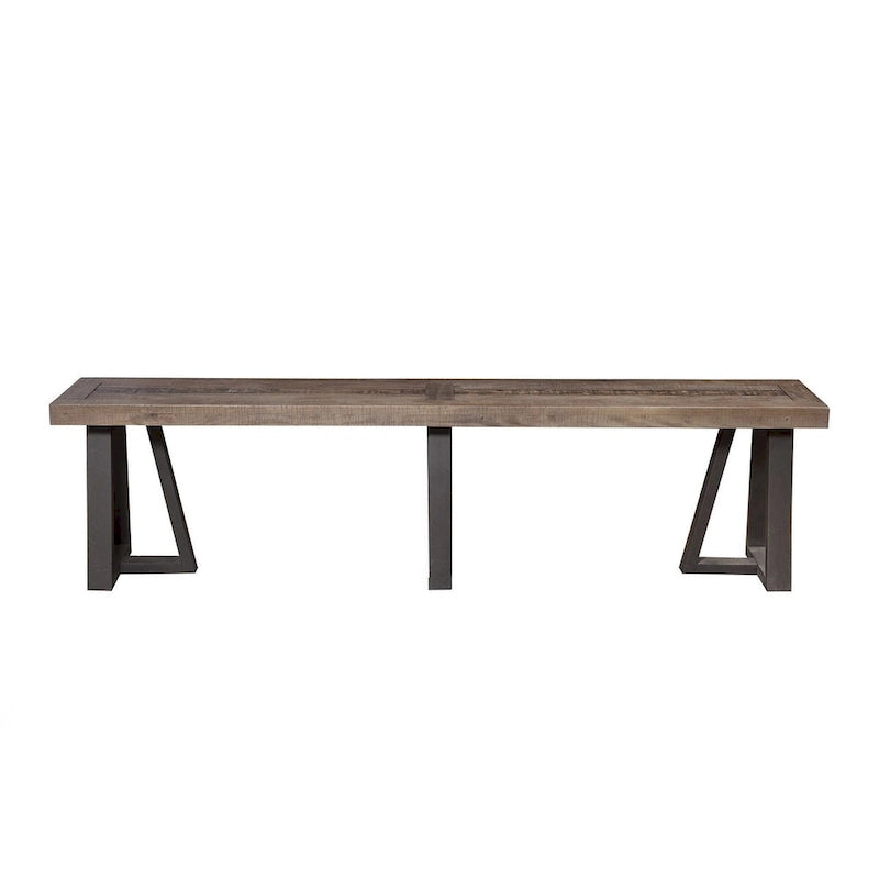 75 Natural and Black Distressed Solid Wood Dining Bench - 75