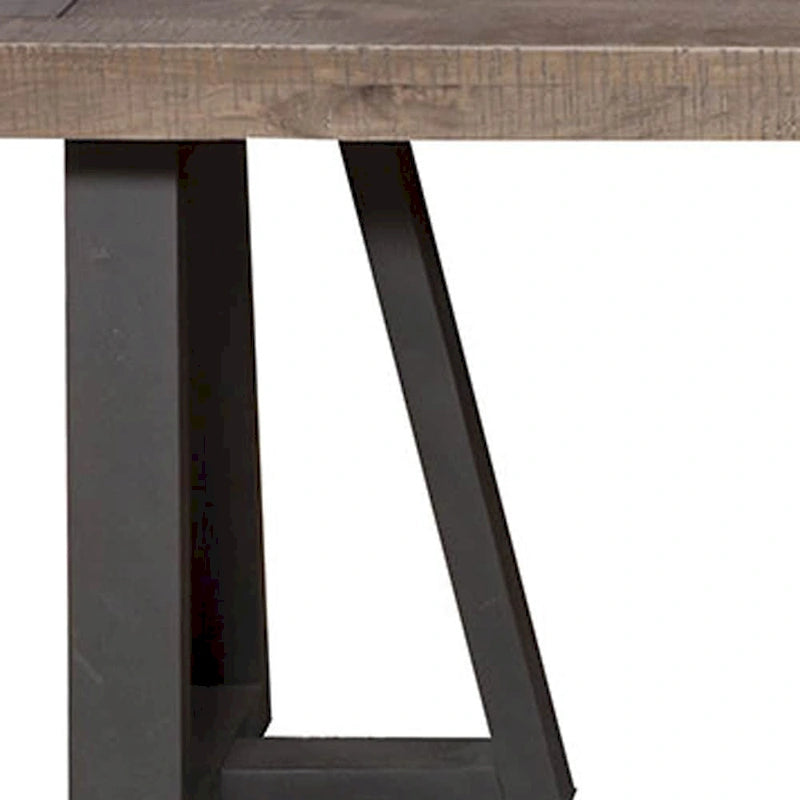 75 Zoll natürliche und schwarze Distressed-Esszimmerbank aus Massivholz - 75