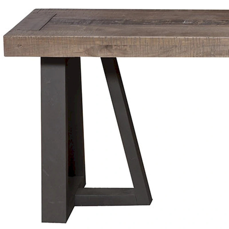 75 Zoll natürliche und schwarze Distressed-Esszimmerbank aus Massivholz - 75