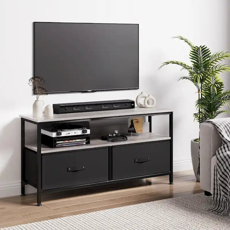 Multi-Functional TV Stand and Dresser for Bedroom with 2 Drawers - 42 inches