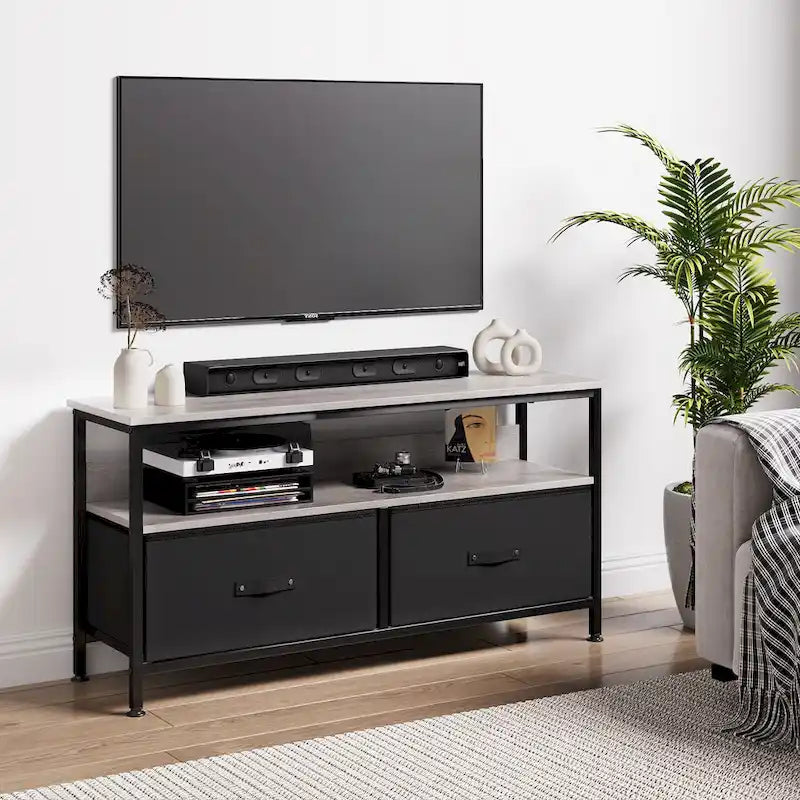 Multi-Functional TV Stand and Dresser for Bedroom with 2 Drawers - 42 inches