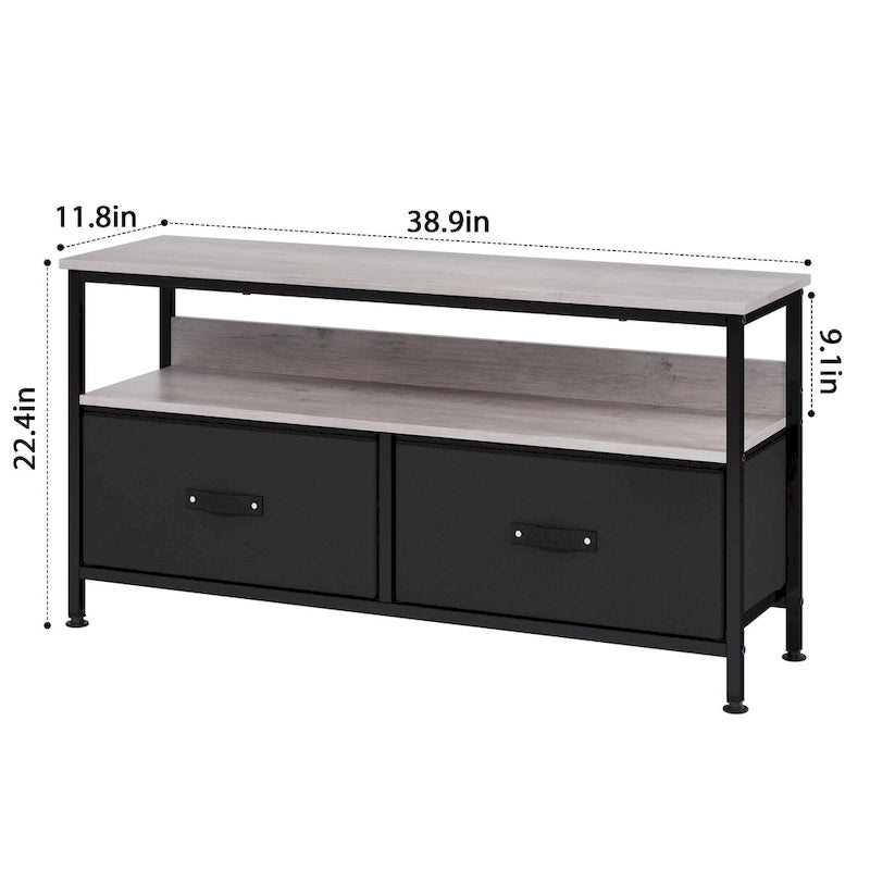 Multi-Functional TV Stand and Dresser for Bedroom with 2 Drawers - 42 inches