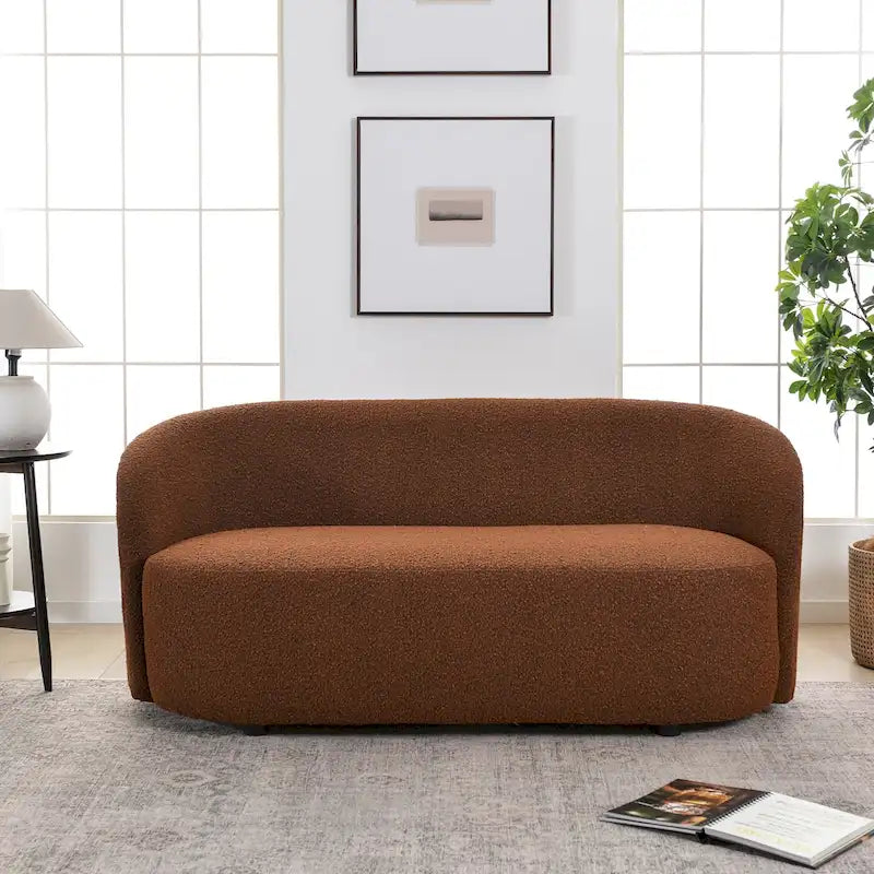 Sherpa Upholstered Loveseat Boucle Sofa Couch, 68W