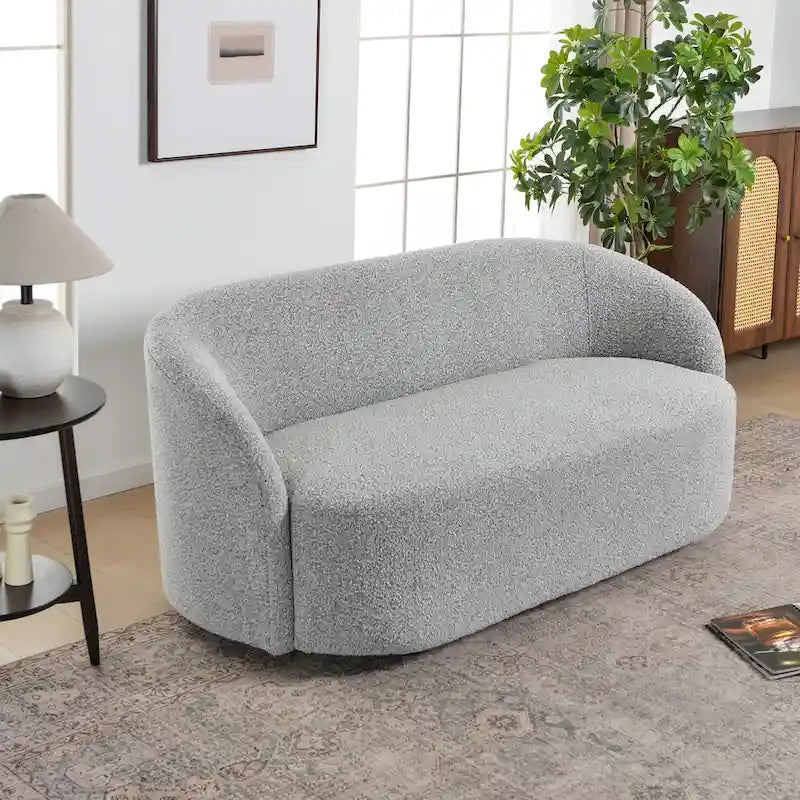 Gepolstertes Sherpa-Zweisitzersofa aus Bouclé, 68W