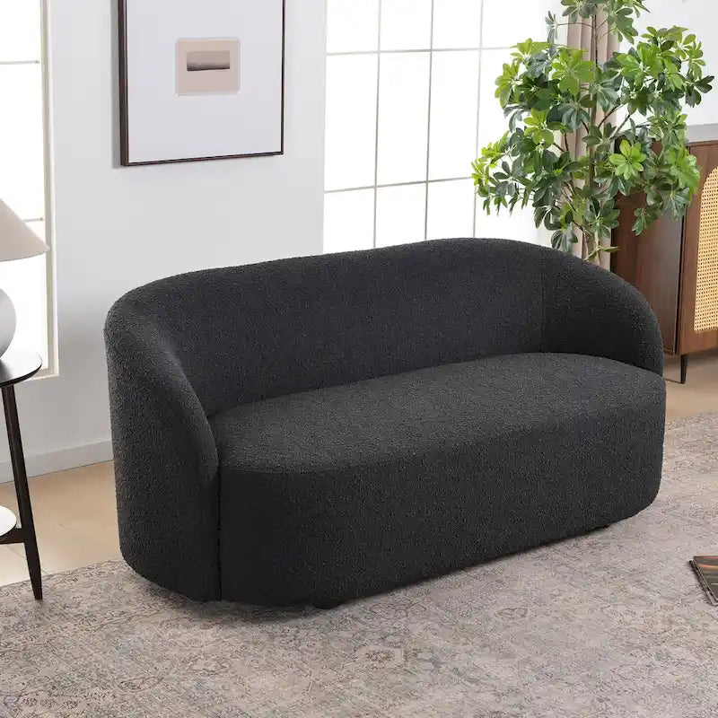 Gepolstertes Sherpa-Zweisitzersofa aus Bouclé, 68W