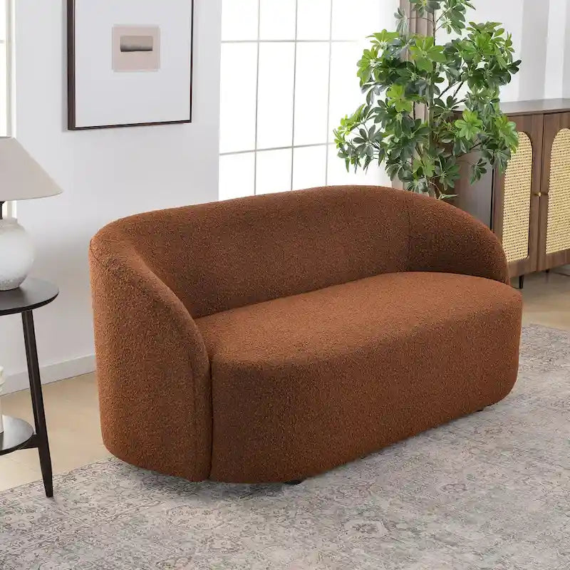 Gepolstertes Sherpa-Zweisitzersofa aus Bouclé, 68W