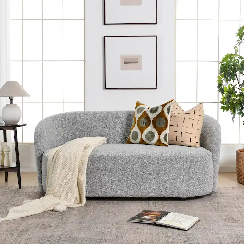 Gepolstertes Sherpa-Zweisitzersofa aus Bouclé, 68W