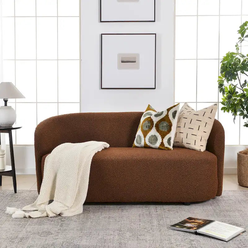 Gepolstertes Sherpa-Zweisitzersofa aus Bouclé, 68W