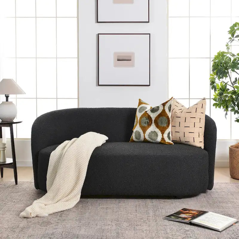 Gepolstertes Sherpa-Zweisitzersofa aus Bouclé, 68W