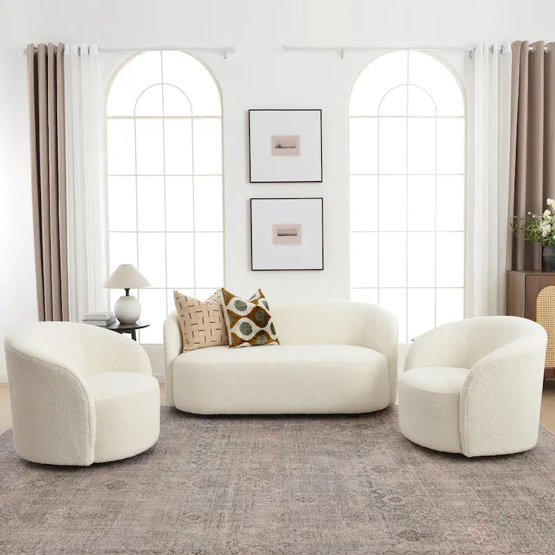Gepolstertes Sherpa-Zweisitzersofa aus Bouclé, 68W