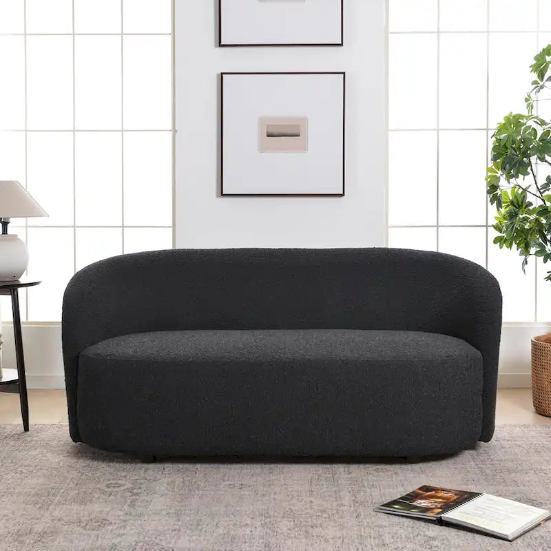 Gepolstertes Sherpa-Zweisitzersofa aus Bouclé, 68W