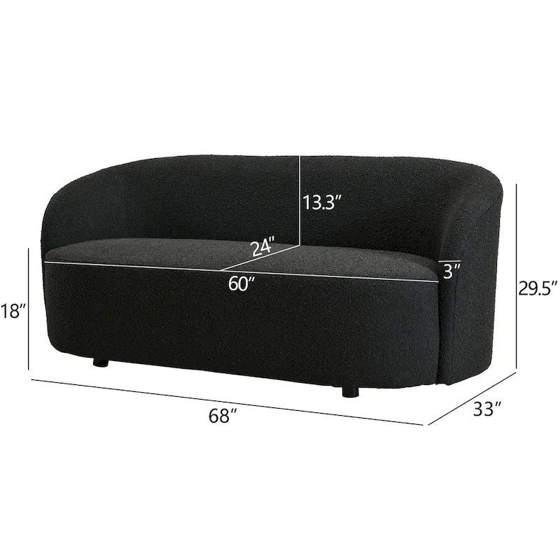 Gepolstertes Sherpa-Zweisitzersofa aus Bouclé, 68W