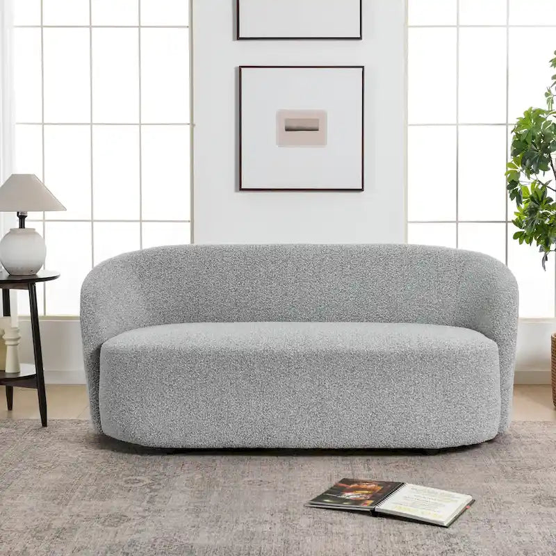 Gepolstertes Sherpa-Zweisitzersofa aus Bouclé, 68W