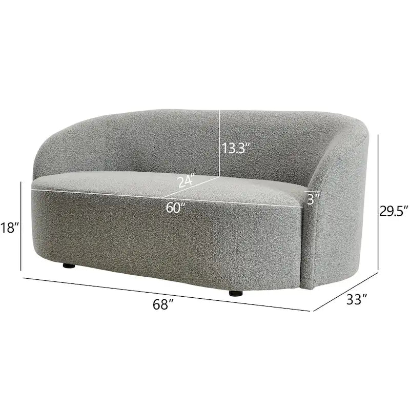 Gepolstertes Sherpa-Zweisitzersofa aus Bouclé, 68W