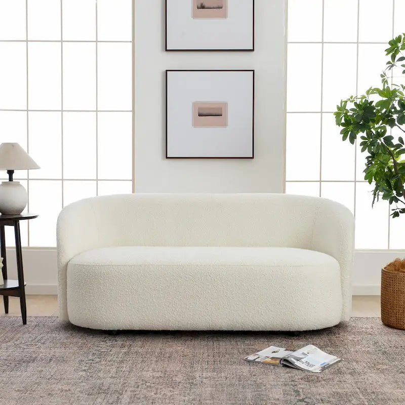 Gepolstertes Sherpa-Zweisitzersofa aus Bouclé, 68W