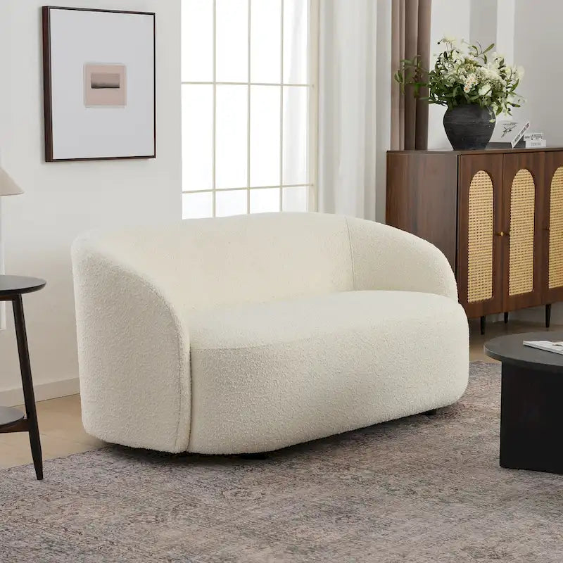 Gepolstertes Sherpa-Zweisitzersofa aus Bouclé, 68W