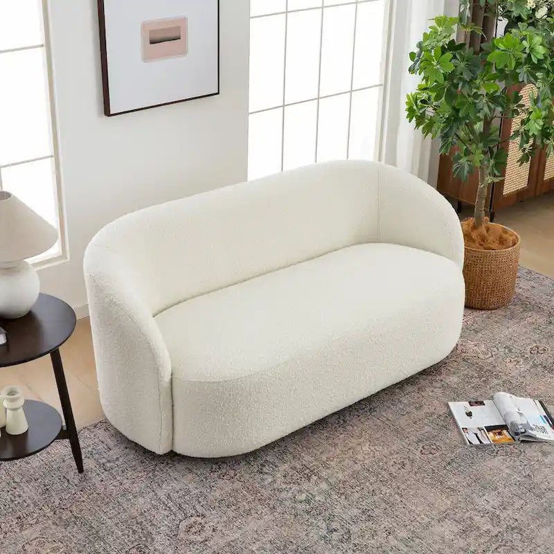 Gepolstertes Sherpa-Zweisitzersofa aus Bouclé, 68W