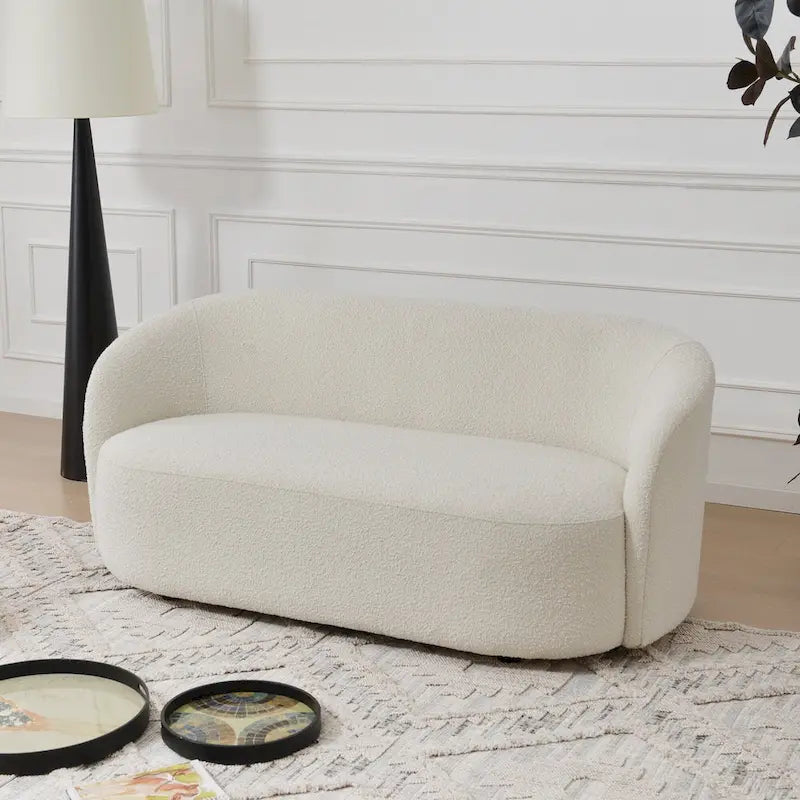 Gepolstertes Sherpa-Zweisitzersofa aus Bouclé, 68W