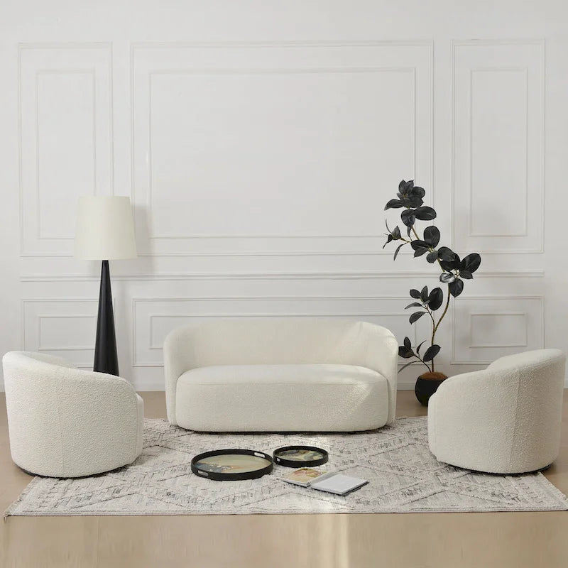 Gepolstertes Sherpa-Zweisitzersofa aus Bouclé, 68W