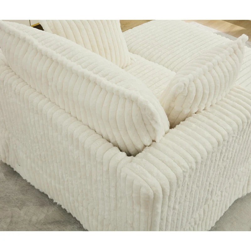 Modern 47.8 Upholstered Oversized Chaise Longue Chair with Ottoman and Pillows