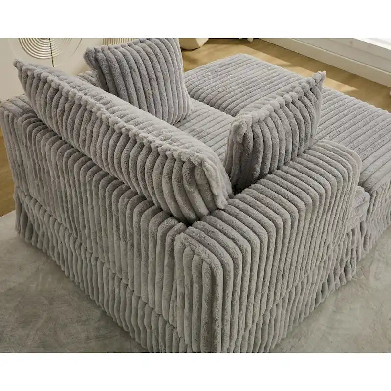 Modern 47.8 Upholstered Oversized Chaise Longue Chair with Ottoman and Pillows