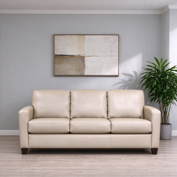 Italian Top Grain Leather Upholstered Transitional Sofa