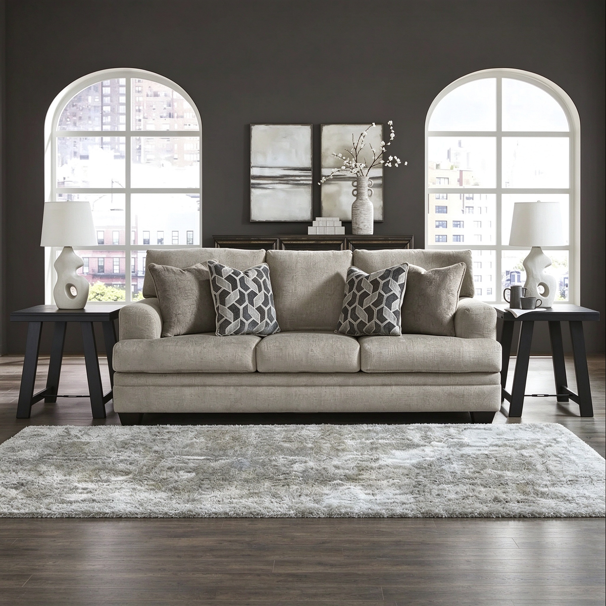 Modern Ultra-Soft Upholstered Sofa with High-Resiliency Foam Cushions - 92" W x 41" D x 39" H
