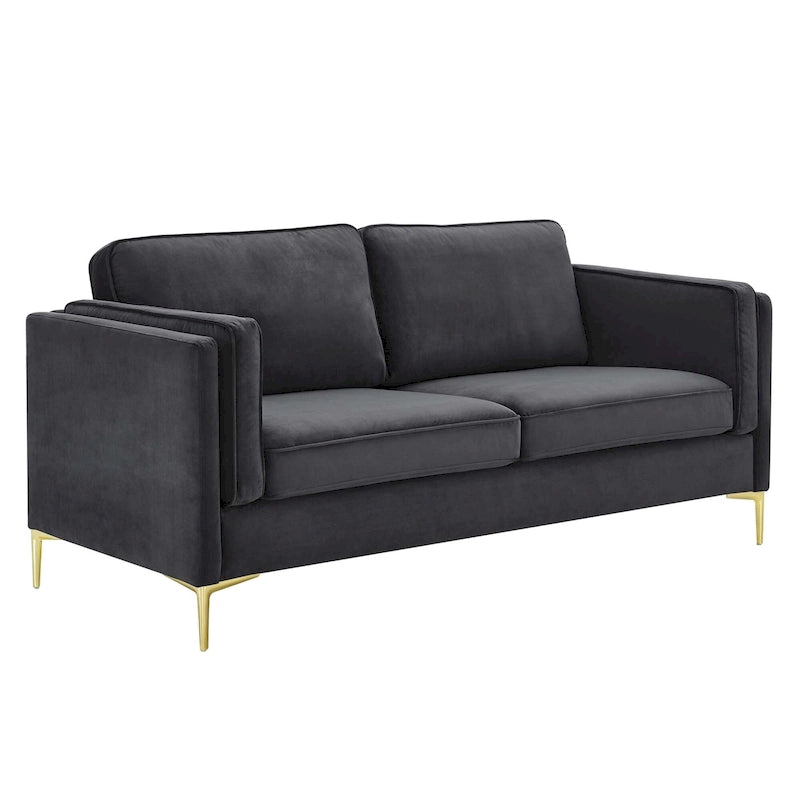 Performance Velvet 3-Seater Sofa with Deep Cushions and Solid Frame