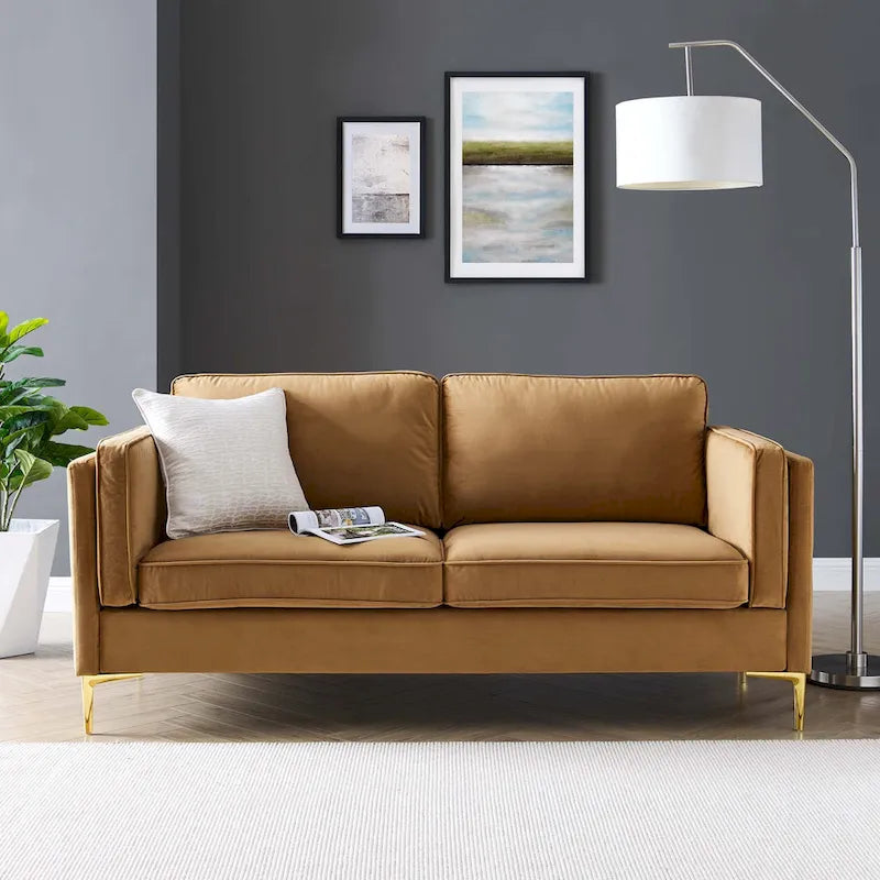 Performance Velvet 3-Seater Sofa with Deep Cushions and Solid Frame