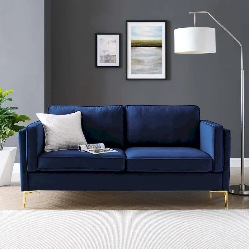 Performance Velvet 3-Seater Sofa with Deep Cushions and Solid Frame