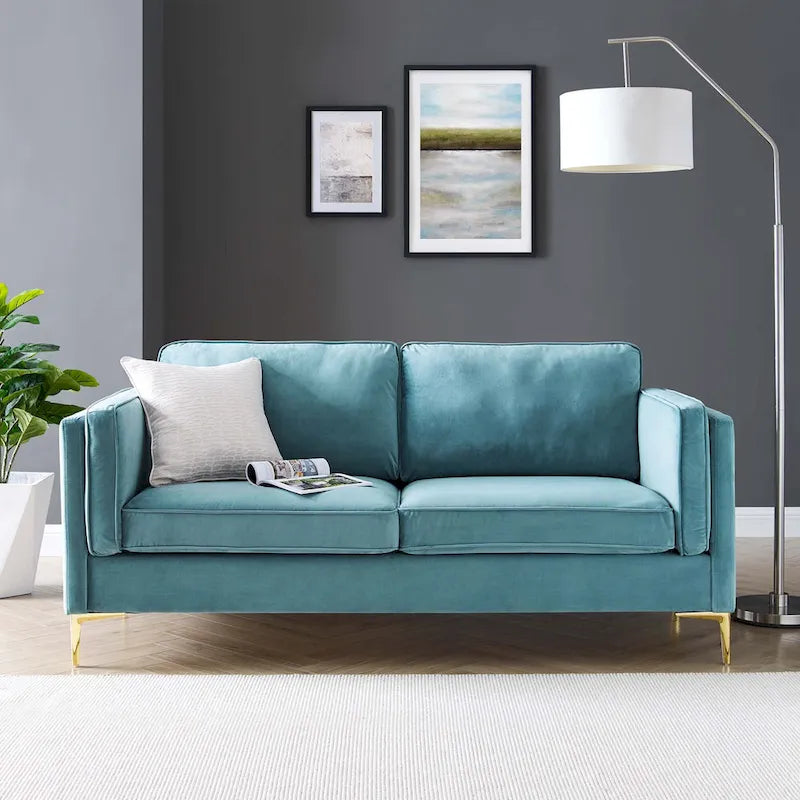 Performance Velvet 3-Seater Sofa with Deep Cushions and Solid Frame