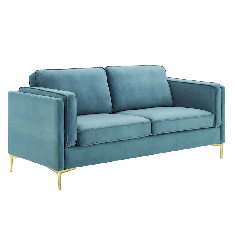 Performance Velvet 3-Seater Sofa with Deep Cushions and Solid Frame
