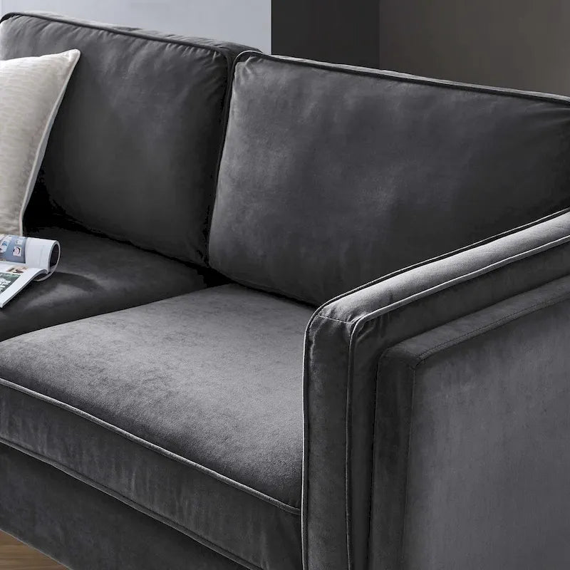 Performance Velvet 3-Seater Sofa with Deep Cushions and Solid Frame