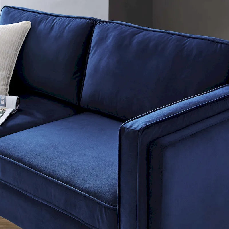 Performance Velvet 3-Seater Sofa with Deep Cushions and Solid Frame