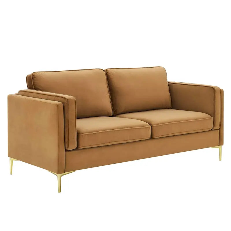 Performance Velvet 3-Seater Sofa with Deep Cushions and Solid Frame
