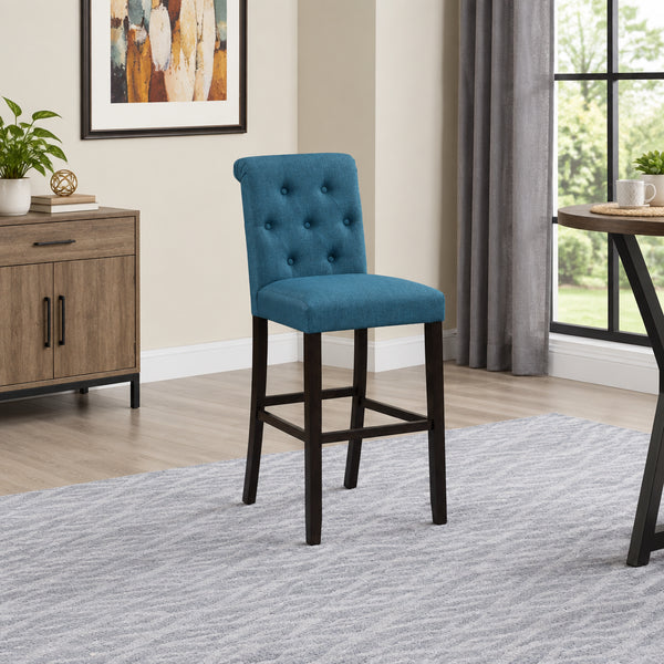 Solid Wood Tufted Barstool, Set of 2