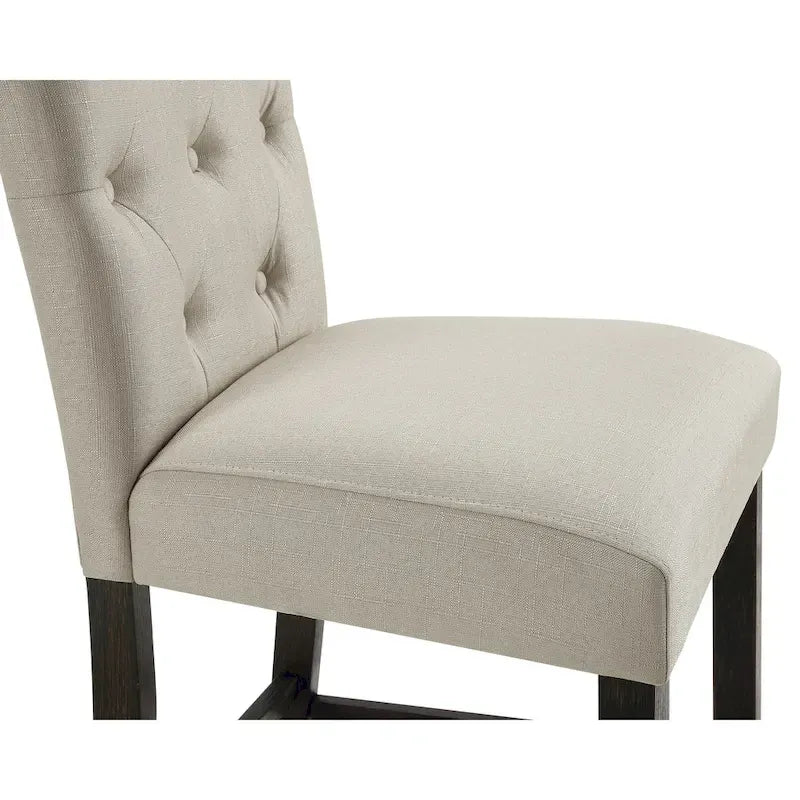 Solid Wood Tufted Barstool, Set of 2