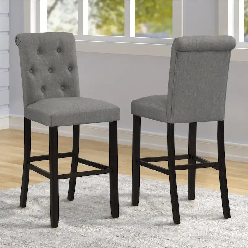 Solid Wood Tufted Barstool, Set of 2