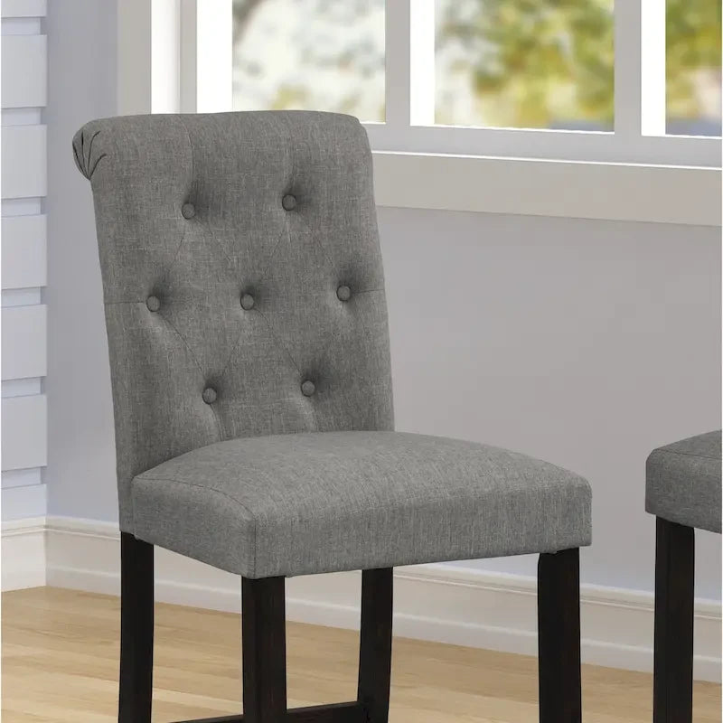 Solid Wood Tufted Barstool, Set of 2