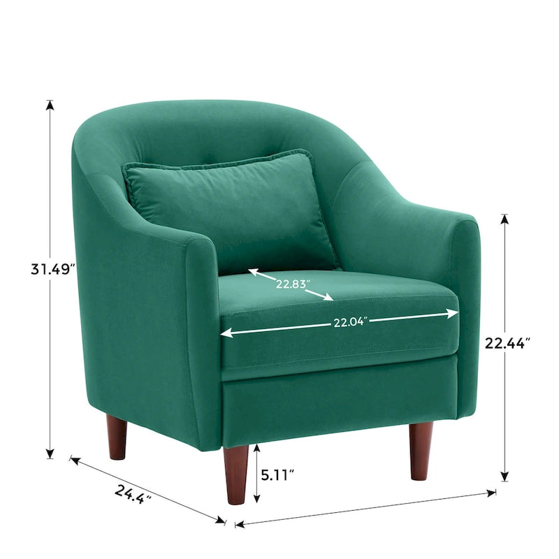 28.34 Accent Armchair, Velvet Barrel Chair with Solid Wood Legs