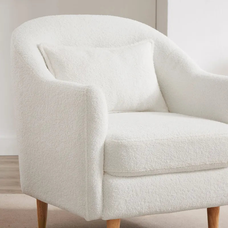 28.34 Accent Armchair, Velvet Barrel Chair with Solid Wood Legs