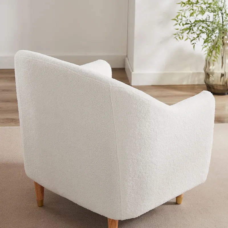 28.34 Accent Armchair, Velvet Barrel Chair with Solid Wood Legs