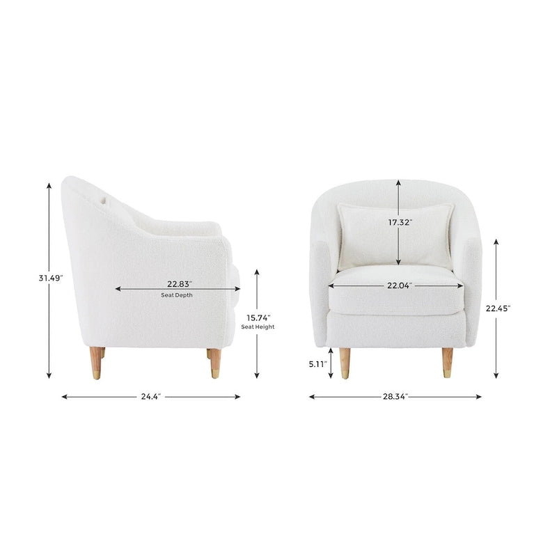 28.34 Accent Armchair, Velvet Barrel Chair with Solid Wood Legs