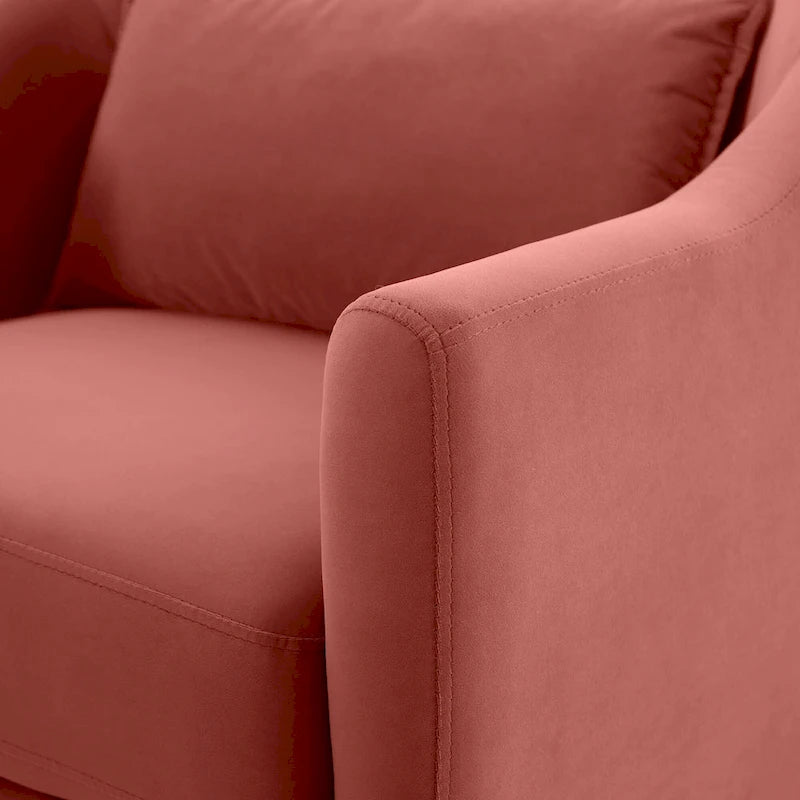 28.34 Accent Armchair, Velvet Barrel Chair with Solid Wood Legs