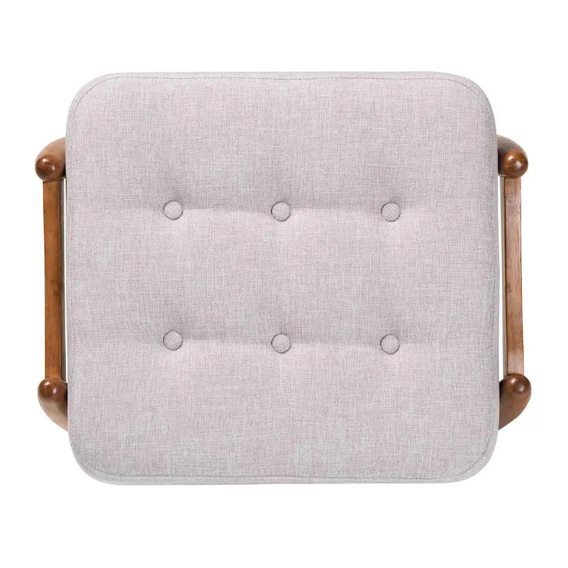 Dark Grey Fabric and Walnut Brown Finished Wood Ottoman Footstool