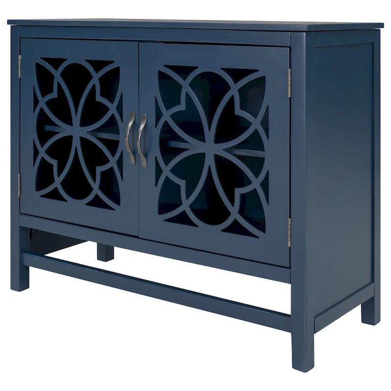 Wood Accent Buffet Sideboard Storage Cabinet with Doors and Adjustable Shelf