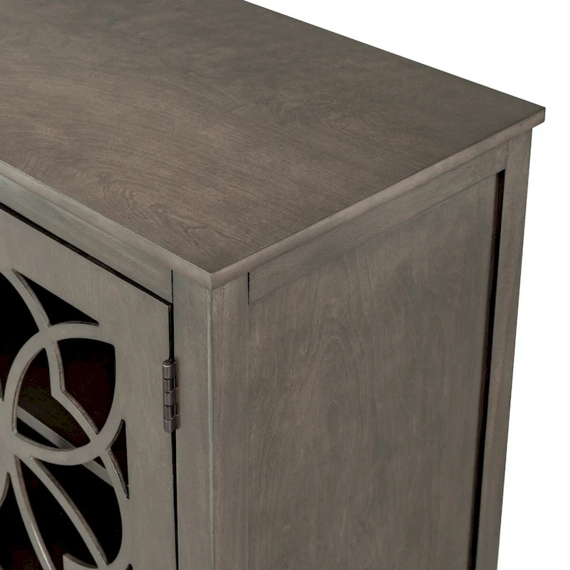 Wood Accent Buffet Sideboard Storage Cabinet with Doors and Adjustable Shelf