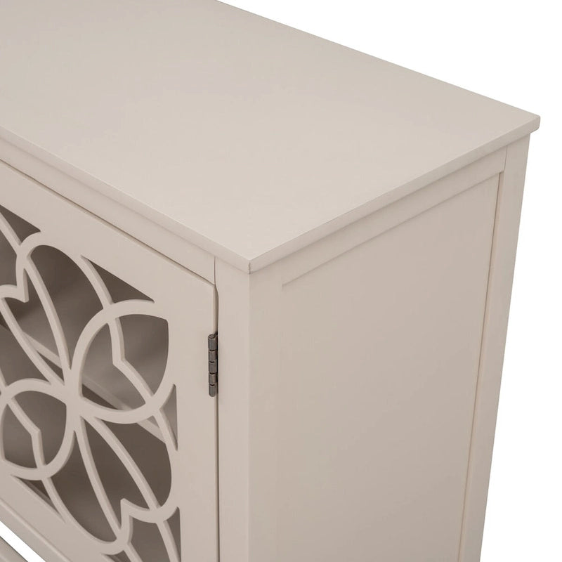 Wood Accent Buffet Sideboard Storage Cabinet with Doors and Adjustable Shelf