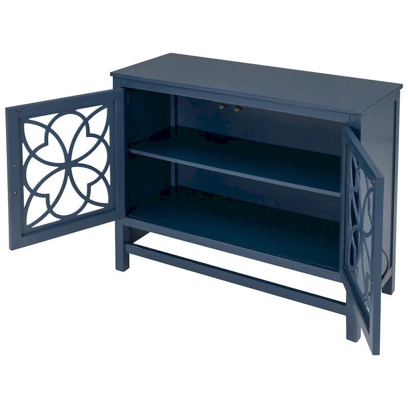 Wood Accent Buffet Sideboard Storage Cabinet with Doors and Adjustable Shelf