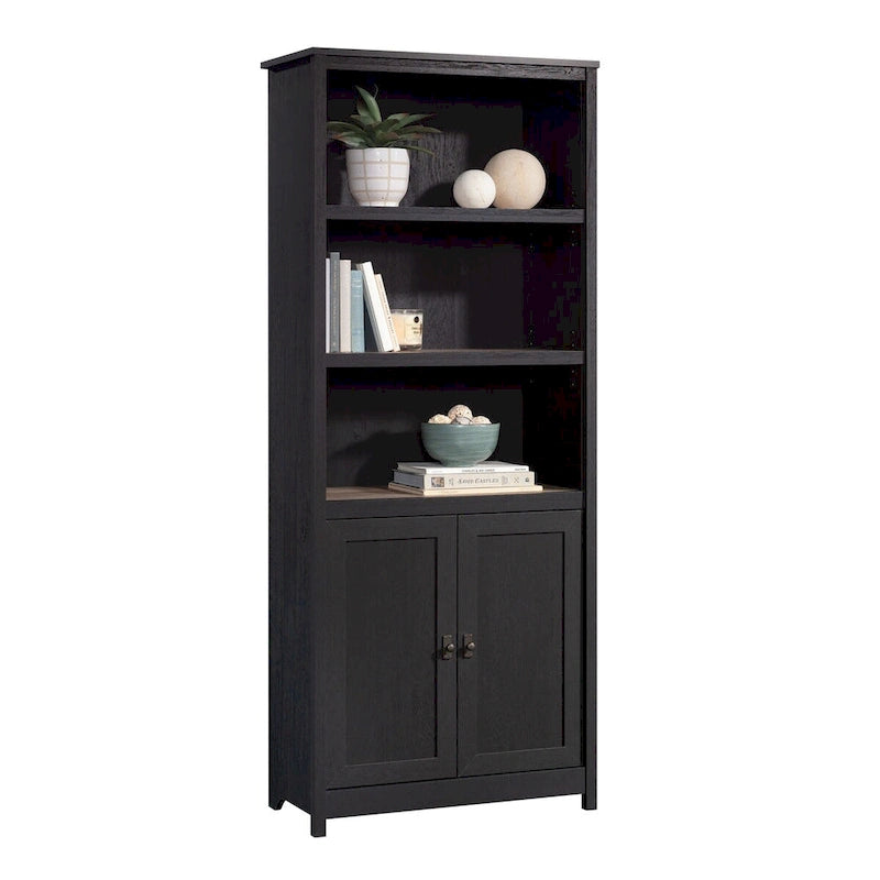 Floor-to-Ceiling Library Cabinet with Adjustable Shelves and Glass Doors